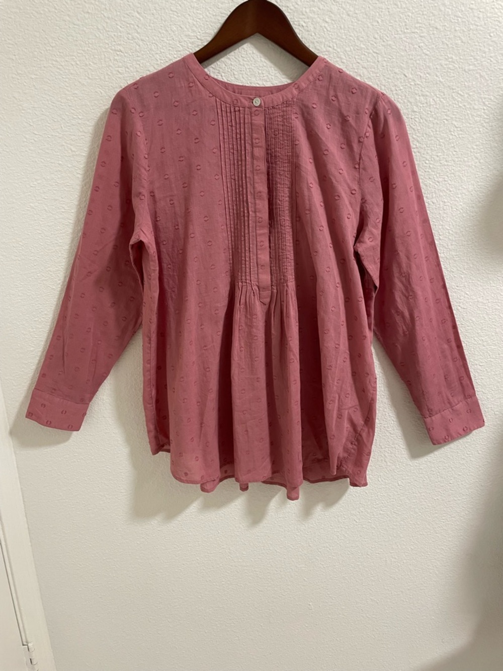 J. Jill Dusty Rose Pintuck Eyelet Blouse Top